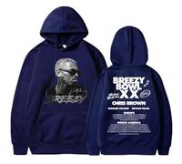 BLAENU Rapero Chris Brown Breezy Bowl XX Tour Sudadera con Capucha Unisex 2D Estampada De Manga Larga Casual Oversized Pullover Hoodie Streetwear para Hombre Y Mujer XXS-4XL-Navy Blue||3X_l
