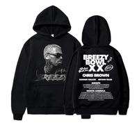 BLAENU Rapero Chris Brown Breezy Bowl XX Tour Sudadera con Capucha Unisex 2D Estampada De Manga Larga Casual Oversized Pullover Hoodie Streetwear para Hombre Y Mujer XXS-4XL-Black||3X_l