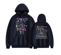 BLAENU Rapero Chris Brown Tour Sudadera con Capucha Hombres Mujeres Moda Retro Hip Hop Hoodie Cálida De Manga Larga XXS-4XL-Navy Blue||m