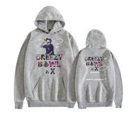 BLAENU Rapero Chris Brown Tour Sudadera con Capucha Hombres Mujeres Moda Retro Hip Hop Hoodie Cálida De Manga Larga XXS-4XL-Grey||4X_l