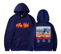 BLAENU Sudadera con Capucha Wyatt Flores Welcome To The Plains Tour Hombres Mujeres Cálida Retro Hip Hop Manga Larga XXS-4XL-Navy Blue||x_s