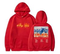 BLAENU Sudadera con Capucha Wyatt Flores Welcome To The Plains Tour Hombres Mujeres Cálida Retro Hip Hop Manga Larga XXS-4XL-Red||XX_s