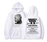BLAENU Unisex Sudadera con Capucha Chris Brown Breezy Bowl XX Album Tour Impreso Sudadera De Moda Casual Manga Larga Hoodie para Hombres Mujeres XXS-4XL-White||x_l