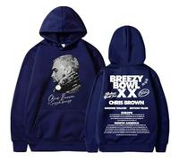BLAENU Unisex Sudadera con Capucha Chris Brown Breezy Bowl XX Album Tour Impreso Sudadera De Moda Casual Manga Larga Hoodie para Hombres Mujeres XXS-4XL-Navy Blue||m