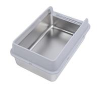 Blaihild Caja de para Gatos de Acero Inoxidable con Lados Altos Antisalpicaduras para Gatos Que Orinan Mucho, Fácil de Limpiar, Antiadherente, a Prueba de óxido con Cuchara, No Más Contención de