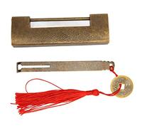 Blaihild Candado de Estilo Antiguo Chino, Cerradura de de Latón Antiguo, Cerradura Horizontal Vintage, Espaciado de 5,9 Cm para Cajas de Joyería, Armarios y Cajones (Bronce)