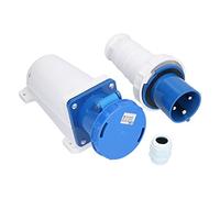 Blaihild Conector Industrial, Trifásico 3 Pines 2P+E 220V 250V 63A IP67 Enchufe Impermeable con Barra Guía de Latón Macizo y Anillo de Sujeción, para Industria Agricultura Química Muelle