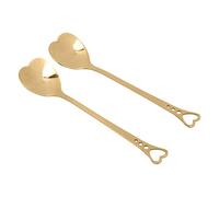 Blaihild Cuchara de Postre de café, Cuchara Agitadora de Metal en Forma de Corazón para Helado de té, Prácticas Cucharas de Acero Inoxidable para Parejas, 2 uds. (GOLD)
