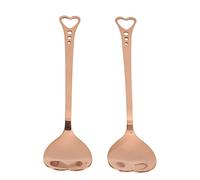 Blaihild Cuchara de Postre de café, Cuchara Agitadora de Metal en Forma de Corazón para Helado de té, Prácticas Cucharas de Acero Inoxidable para Parejas, 2 uds. (oro rosado)