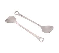 Blaihild Cuchara de Postre de café, Cuchara Agitadora de Metal en Forma de Corazón para Helado de té, Prácticas Cucharas de Acero Inoxidable para Parejas, 2 uds. (SILVER)