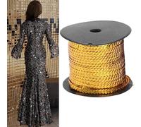 Blaihild Cuerda de Lentejuelas Plateadas de 0.236 in, Rollo de 100 Yardas de Plástico Metálico para Ropa, Zapatos, Disfraces, Luz Reflectante Brillante para Desfiles de Belleza, Trajes Nupciales