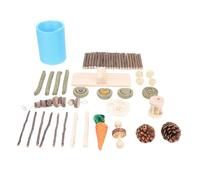 Blaihild Hamster Toys Juego de Madera de Abedul Natural para Masticar 4 Bolas de Ratán Rueda de Ejercicio Túnel de Exploración, Enriquecimiento de Jaula de Animales Pequeños