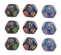 Blaihild Juego de Dados Poliédricos, Dados de Juego de 12 Caras, 9 Unidades de Plástico, Impermeable, Ligero para Juegos de Mesa, 0,5 Oz Troquel, RPG de Mesa para Viajes, Enseñanza de Matemáticas