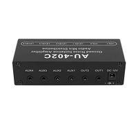Blaihild Mezclador de Audio Estéreo 4 en 2 Salidas BA3121 Chip Aislador de Ruido de Tierra, Interfaz de 3,5 Mm Aleación de Aluminio, para Múltiples Computadoras Fusión de Audio sin Pérdidas, Plug