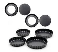 Blaihild Molde para Tarta de 3,15 Pulgadas con Fondo Extraíble de Acero Al Carbono Antiadherente, Juego de 6 Moldes para Quiche para Porciones Individuales, Horneado en Casa, Fiestas Navideñas