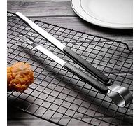 Blaihild Pinzas para Cocinar de Acero Inoxidable, Pinzas Resistentes para Alimentos para Barbacoa con Dientes para Asar Carne, Pan, Filete, Aptas para Lavavajillas, 25,5 Cm (Todo negro)