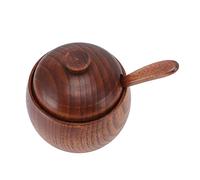 Blaihild Tarro de Azúcar de Madera, Recipiente de Almacenamiento Seguro de Grado Alimenticio con Cucharadita de Madera, para Cocina, Especias, Sal, Condimentos, Almacenamiento en Casa,
