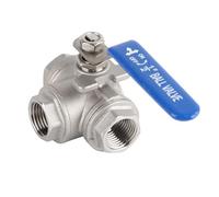 Blaihild Válvula de Bola de Acero Inoxidable 304, Puerto T de Rosca Hembra de 3 Vías DN15 de 1/2 Pulgada, con Protección contra el óxido para Agua, Aceite, Nítrico