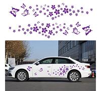 BLAJR Adhesivo de coche con patrón floral de mariposas DIY Mini adhesivo de vinilo floral para capó, ventanas de coche, puertas y ventanas de portátil, accesorios (morado) 74 piezas