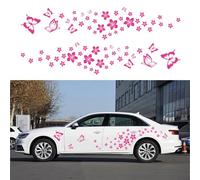 BLAJR Pegatinas de vinilo con diseño floral de mariposas para coche, pegatinas de vinilo para ventanas de coches y Windows portátiles, accesorios (rosa rojo), 74 unidades