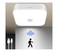 Blakapoo Lámpara LED de Techo Con Sensor de Movimiento, Luz Blanca 5000K, Luces Con sensor Recargable Alimentadas Por Batería de 10000mAH para Baños, Pasillos, Escaleras, Porches Y Garajes