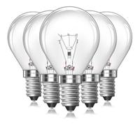 Blakapoo Paquete de 5 Bombillas E14 para Horno, G45, 230V, Luz Blanca Cálida 2700K, Resistente al Calor Hasta 300 Grados, Bombillas de hornos, Microondas, Lámparas de sal, Cocinas, etc.