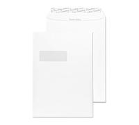 Blake Colour | sobres blancos C4 (32.4 x 22.9cm) | 250 unidades | 120 g/m² | certifcado FSC y sostenible | tira autoadhesiva | con ventana | sobres para invitaciones y manualidades | modelo 951W