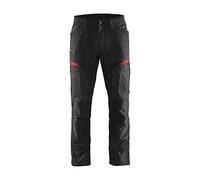 Blaklader 145618459956C46 Service - Pantalón de trabajo con elástico, color negro y rojo, talla C46