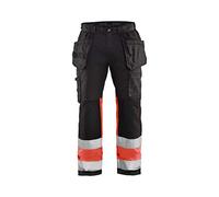 Blaklader 155818119955C154 High VIS - Pantalones de trabajo elásticos, color negro y rojo, talla C154