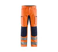 Blaklader 158518115389C48 Pantalones de Trabajo Elástico High Vis Naranja/Azul Marino Talla C48