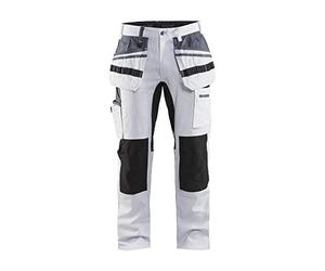 Blaklader 191010001099C64 - Pantalones de pintor elásticos, color blanco y negro, talla C64