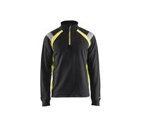 Blaklader 34321158 - Sudadera con media cremallera, color negro y amarillo, talla L