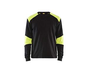 BLAKLADER 345717618933XS - Camiseta de Manga Larga con protección contra Llamas, Color Azul Marino/Amarillo, Talla XS