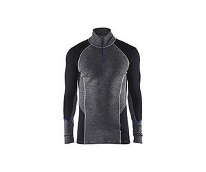 Blaklader 4899173296995XL - Camiseta interior de cuello con cremallera, 100% merino, color gris y negro, talla 5XL