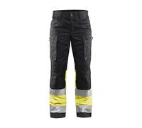 Blaklader 716118119933C42 High Vis - Pantalón de Trabajo para Mujer con elástico, Color Negro y Amarillo, Talla C42