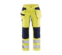 BLAKLADER 716318113389C46 - Pantalones de Trabajo elásticos para Mujer, Color Amarillo/Azul Marino, Talla C46