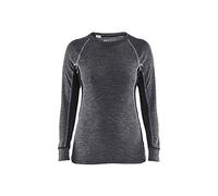 BLAKLADER 720017329699XXL - Camiseta Interior cálida para Mujer, 100% Merino, Color Gris y Negro, Talla XXL