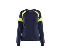 Blaklader T-Shirt de Travail Manches Longues Visible Femme feMyanMare 3521 Marine/Jaune Fluo L - Vêtements de Travail