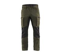 BLÅKLÄDER Blaklader 145918454599D124 - Pantalones de trabajo elásticos (talla D124), color verde oliva oscuro y negro