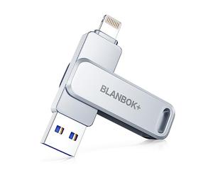 BLANBOK+ Pendrive para Phone 128GB, Certificación MFI, Pen Drive 3 en 1 Tipo C Memoria USB 3.0 Externa Photo Stick para iOS, Phone, Pad, Mac, PC, Android, Teléfono, Transferencia Rápida
