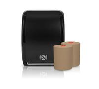 Blanc HYGIENIC Blanc Cosmos - Juego de 2 rollos de toallas con sensor sin contacto, color negro