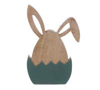 Blanc Mariclò Estatua de conejo de Pascua de madera "Celebración de Pascua", Shabby Chic 10x2xH15 cm