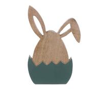 Blanc Mariclò Estatua de conejo de Pascua de madera "Celebración de Pascua", Shabby Chic 14x2xH21 cm