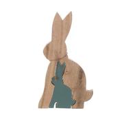 Blanc Mariclò Estatua de conejo de Pascua de madera "Celebración de Pascua", Shabby Chic 18x2xH33 cm