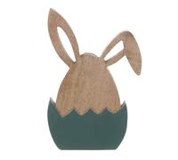 Blanc Mariclò Estatua de Conejo de Pascua de Madera Celebración de Pascua, Shabby Chic 7x2xH11 cm