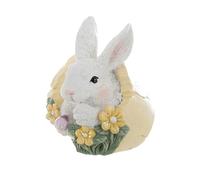 Blanc Mariclò Figura de resina de conejo de Pascua con huevo, "Perséfone", Shabby Chic, 7 x 9 x 10 cm A