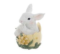 Blanc Mariclò Figura de resina de conejo de Pascua con huevo, "Perséfone", Shabby Chic, 7 x 9 x 10 cm B