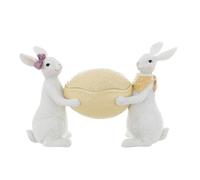 Blanc Mariclò Figura decorativa de Pascua conejo con huevo, contenedor de Pascua en resina "Festalia", Shabby Chic 28x9,6xH17,7 cm