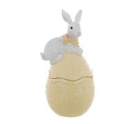Blanc Mariclò Figura decorativa de Pascua conejo sobre huevo de Pascua en resina "Festalia", Shabby Chic 10x9xH20,3 cm