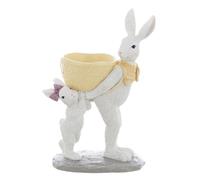 Blanc Mariclò Figura decorativa de Pascua conejos con huevo de Pascua en resina "Festalia", Shabby Chic 17,5x11xH26 cm
